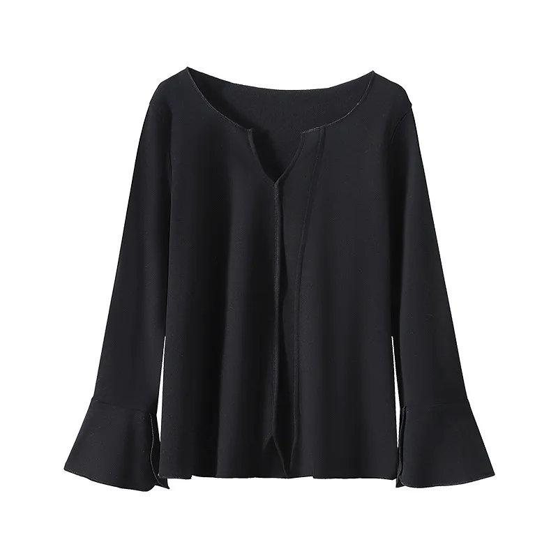 150Kg Plus Size Women\'s Bust 138 Spring Autumn Long Sleeved Top Bottom Casual T-shirt Black 4XL 5XL 6XL 7XL 8XL
