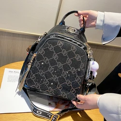 Fashion Real Leather Backpack for Women New Shoulder Bag Luxury Designer Letter Print School Bag Large Capacity Mochila