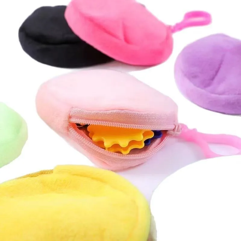Fashion Solid Color Coin Purse Round Shape ID Card Bag Kawaii Style Minimalist Style Keychain Wallet Daily