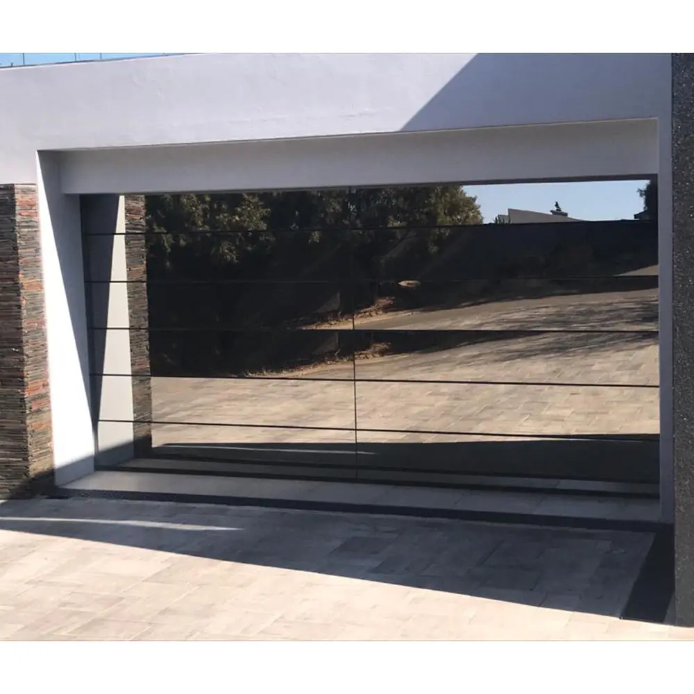 High Quality Double Layer Tempered Shatter Proof Glass Garage Door Fashionable for Home Use Electric Theft Proof Garage Doors