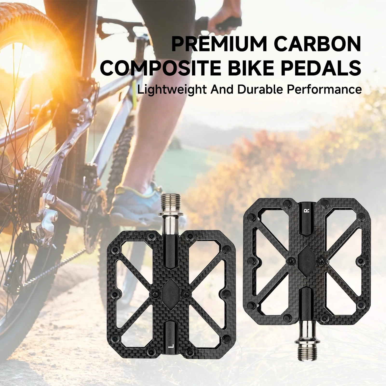 

Road Bike Pedals Bike Pedals Carbon Composite Three Bearings Non-slip Lightweight Pedals for Road Mountain Folding Bikes