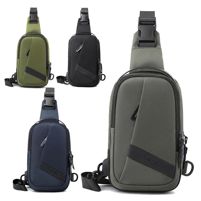 

New Men's Chest Bag, Casual and Fashionable, Large-capacity Single-shoulder Bag, Water-resistant USB Charging Crossbody Chestbag