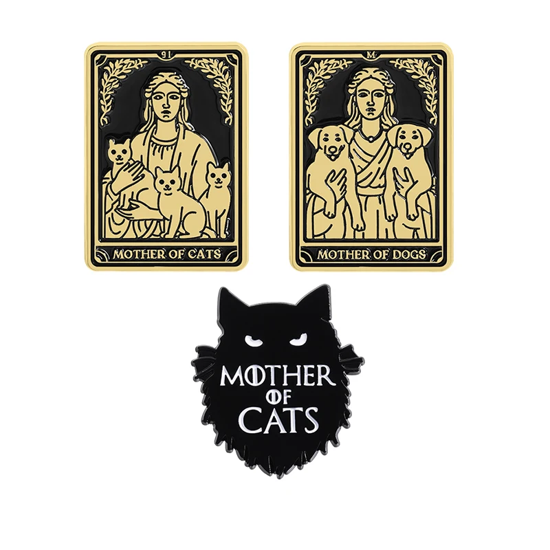 

Mother Of Cats Brooch Enamel Pins Cute Kitten Dogs Brooches Clothes Lapel Badges Custom Punk Animal Jewelry Gift For Friends