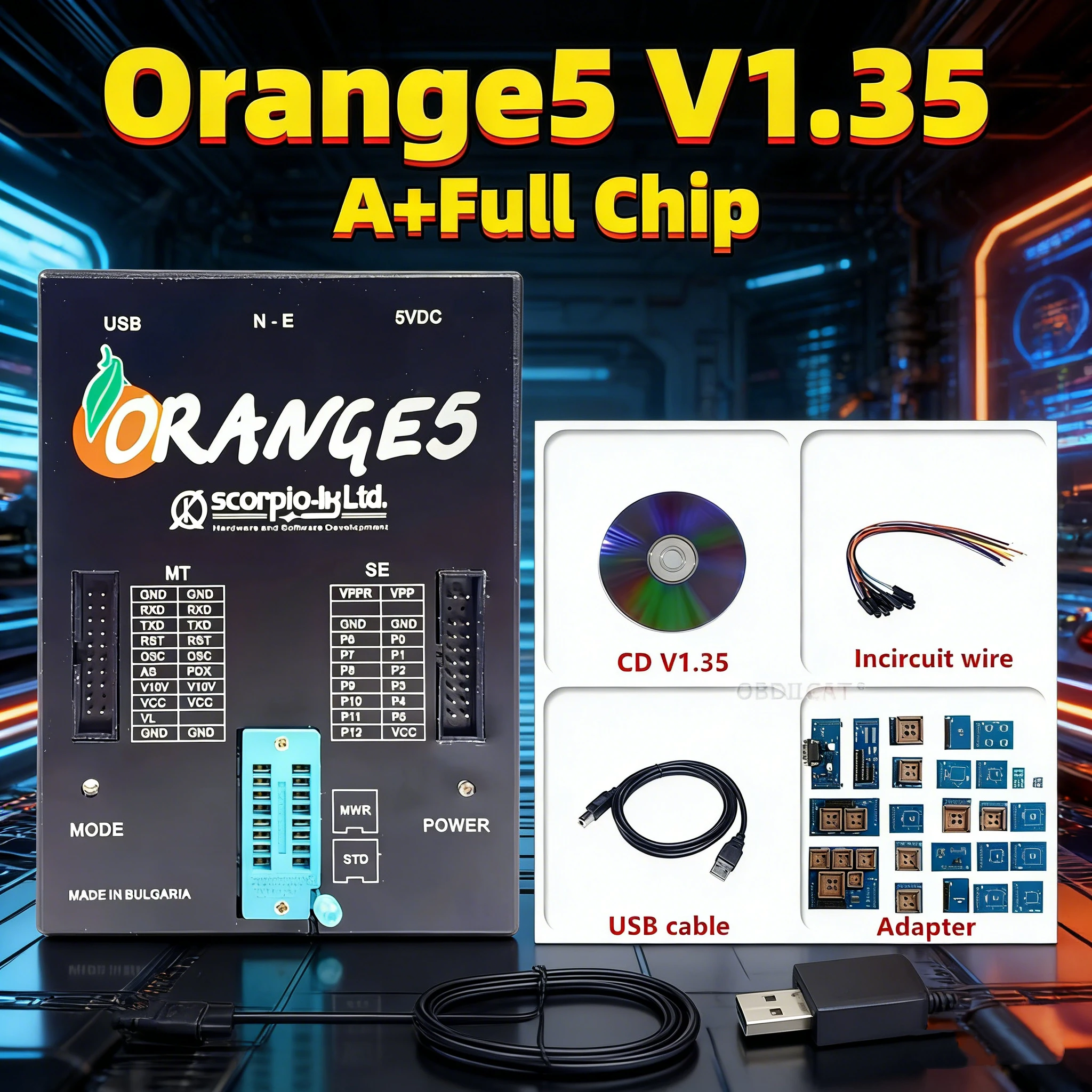 New Orange5 V1.35 ECU Programmer OEM Orange 5 Full Adapters Orange5 Plus Full Universal Programmer Orange5 Programming Car Tool