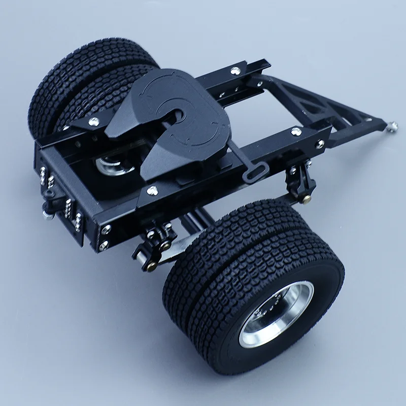1:14 Scale All Metal 1&2 Axles Trailer with Traction Fifth-wheel for Tamiya RC Truck SCANIA 770S VOLVO FH16 BENZ MAN LESU Car