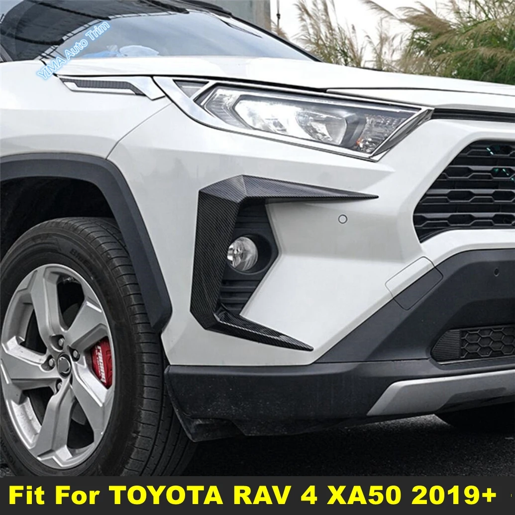 

For TOYOTA RAV4 RAV 4 XA50 2019 - 2024 Car Front Fog Lamp Eyebrow Spoiler Wind Knife Blade Cover Trim Accessories Carbon Fiber