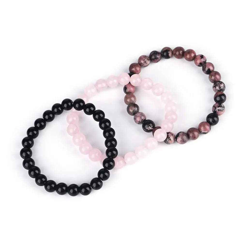 3Pcs/Set 8mm Natural Stone Bracelet Pink Zebra Jaspers Rhodonite Beads Bracelets For Women Men Jewelry Gift Healing Energy image 5
