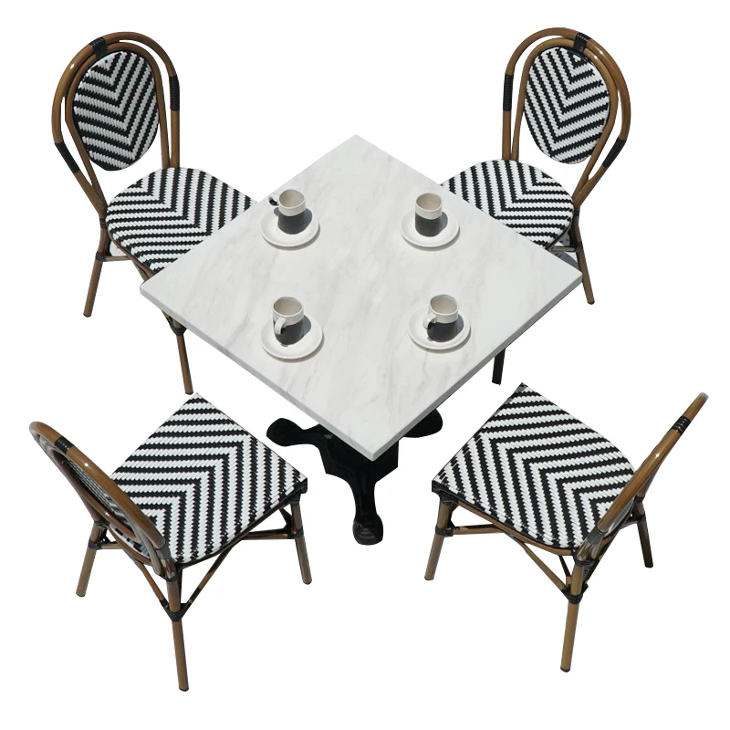 

Outdoor tables and chairs courtyard French rattan retro rattan chairs