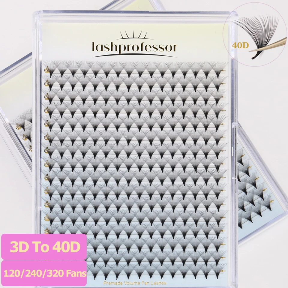 래쉬프로페셔널 5D/6D/8D/40D 얇은 스템 프리메이드 볼륨 팬 속눈썹 연장 포인트 베이스 프리메이드 러시안 속눈썹 연장 메이크업용