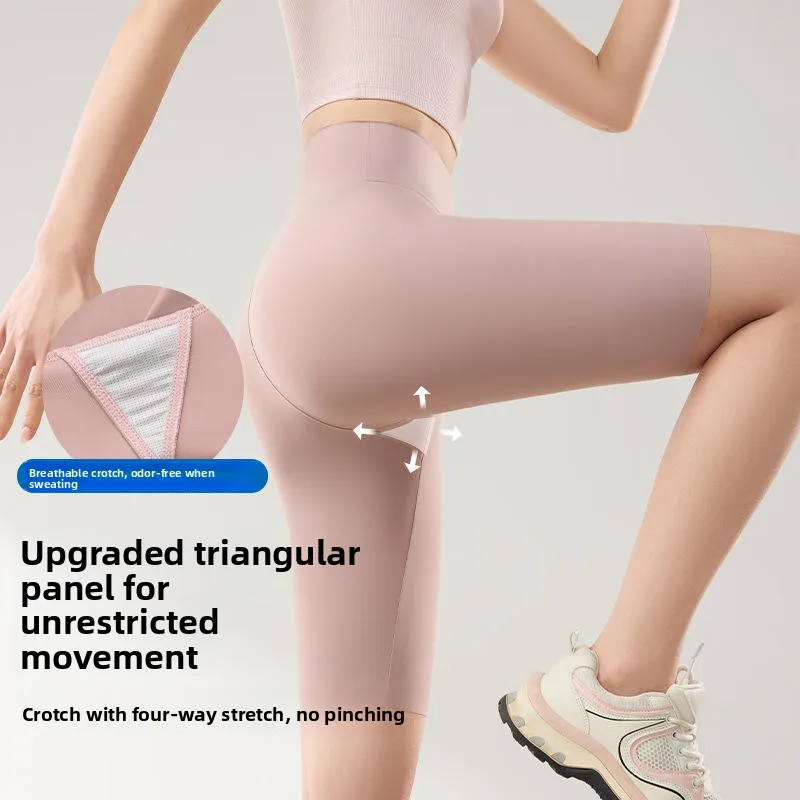 Calças de yoga sem pressão femininas ao ar livre usar cinco quartos esporte equitação orts apertado bunda levantamento arca base calças finas verão