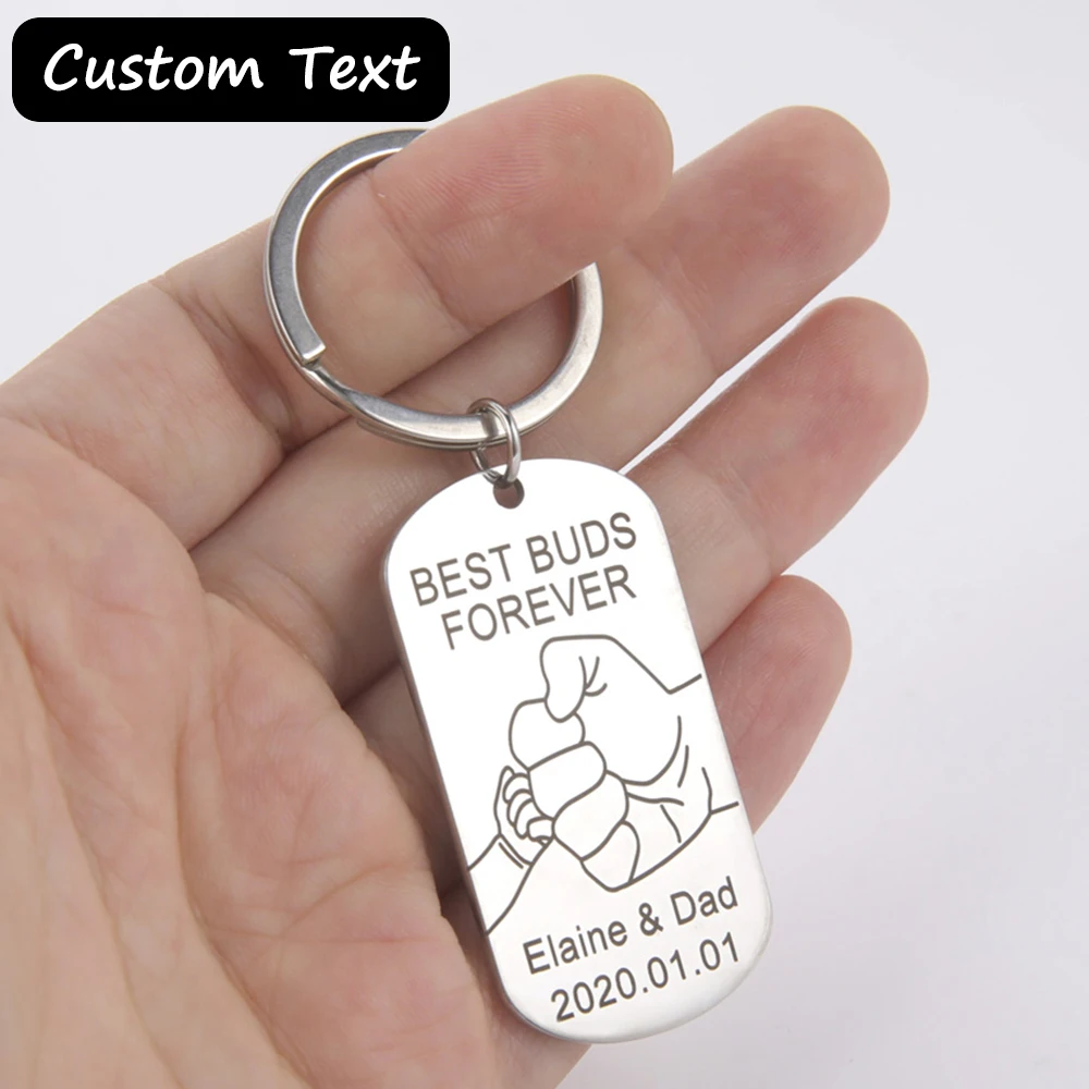 My Shape Personalized Keychain Dad Kids Fist Bump Keyring Custom Name Birthday Date Customized Father's Day Keyholder Jewelry