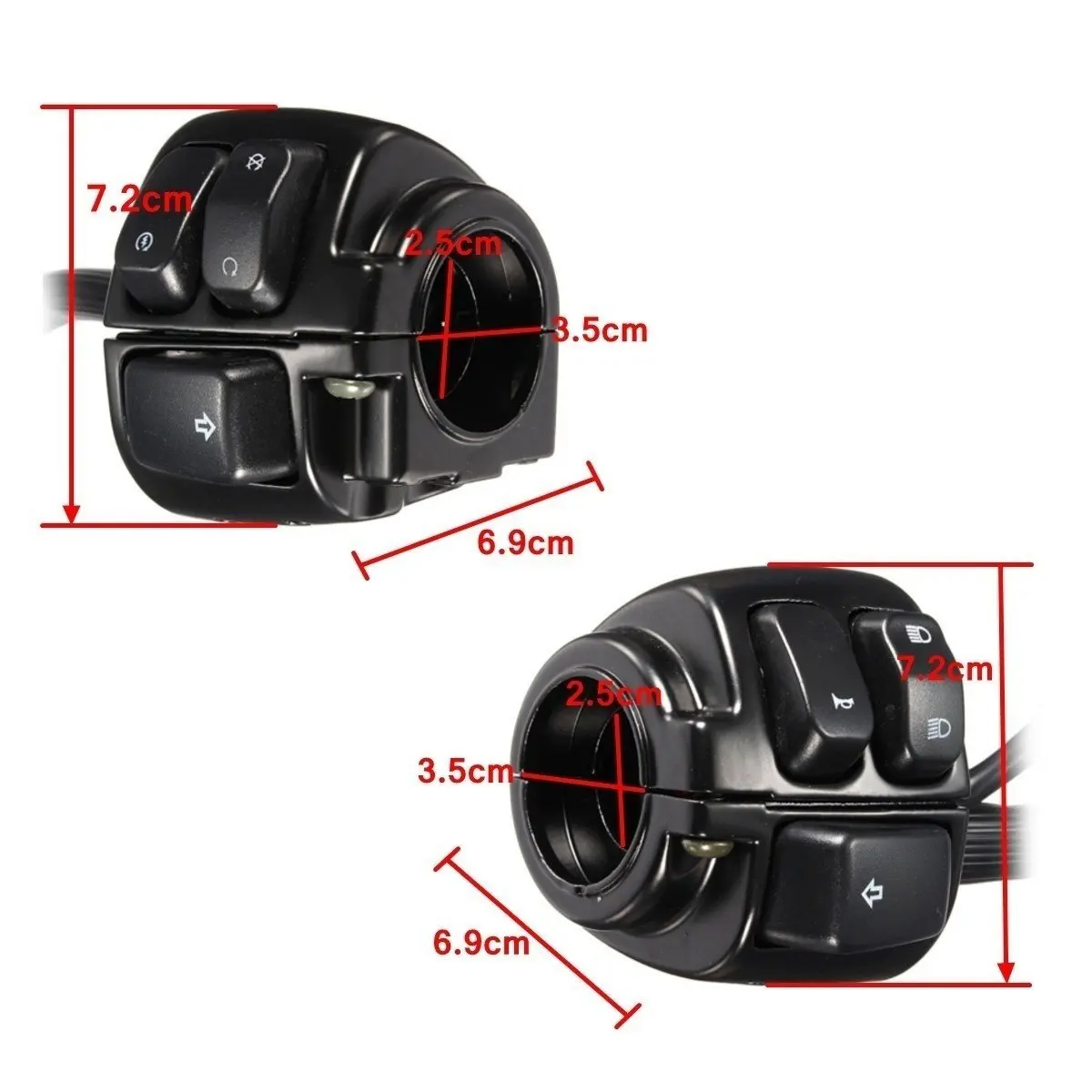 DT42-1 Pair Motorcycle Handlebar Control Lights Switch (25Mm) With Wiring Harness For