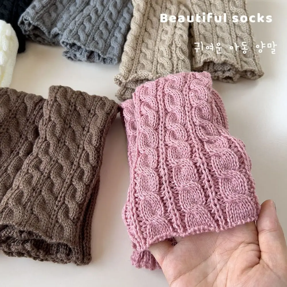 Sweet Japanese Style Children's Twist Leg Warmers Harajuku JK Leg Socks Woolen Pile Socks Knitted Leg Cover Children's
