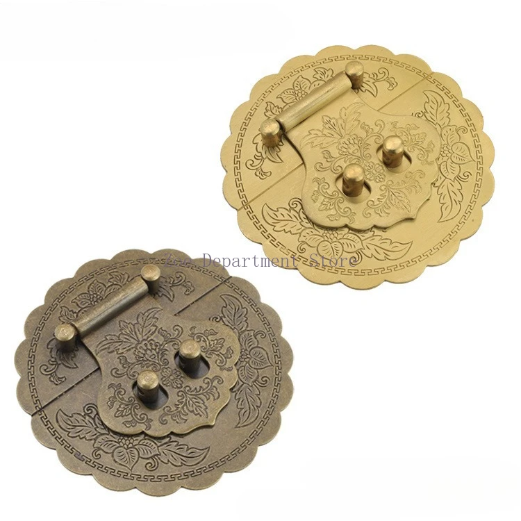 Retro Antique Brass Lock Buckle Box Furniture Box Buckle Jewelry Chest Box Pure Copper Suitcase Buckle Clip Clasp Latch Clasp