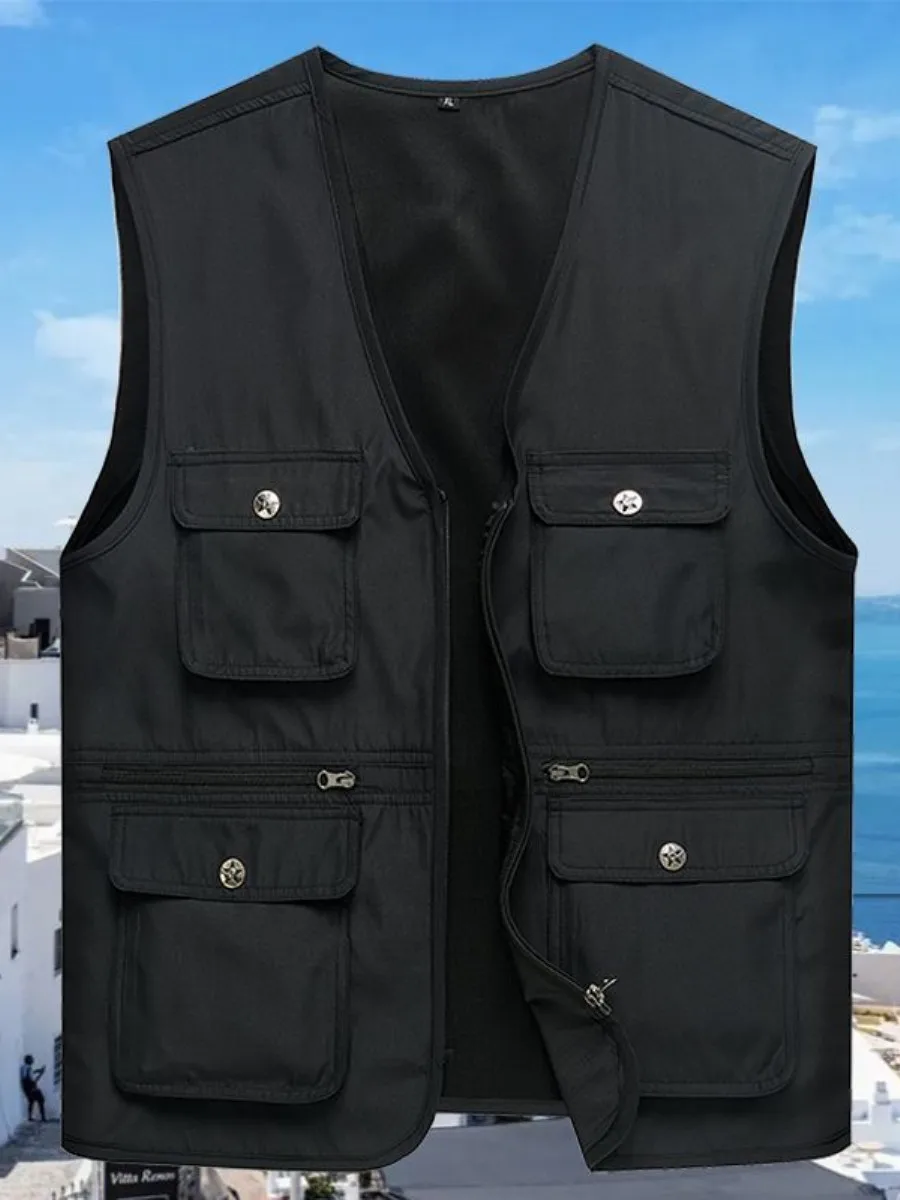 

Casual Workwear Vest Men's Spring Autumn Outdoor Fiing Photoaphy Cannon oulder Vest kets Dad Work Clothes Faion Ur...