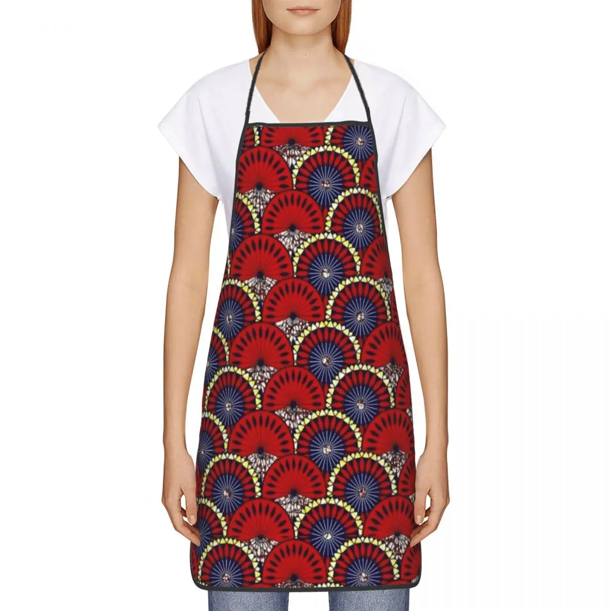 Unisex Ankara Dutch Wax Print Bib Apron Adult Women Men Chef Tablier Cuisine for Kitchen Cooking African Patterns Gardening