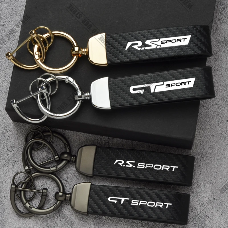 Para gt rs esporte emblema logotipo clio twingo megane rafale carro cênico fibra de carbono couro liga zinco chaveiro acessórios