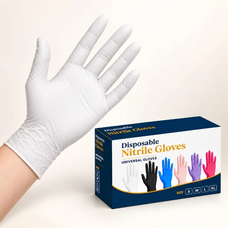 20/40PCS White Nitrile Gloves Disposable Powder Free Hand Gloves for Kitchen Food Handling House Cleaning Washing Daily Tasks
