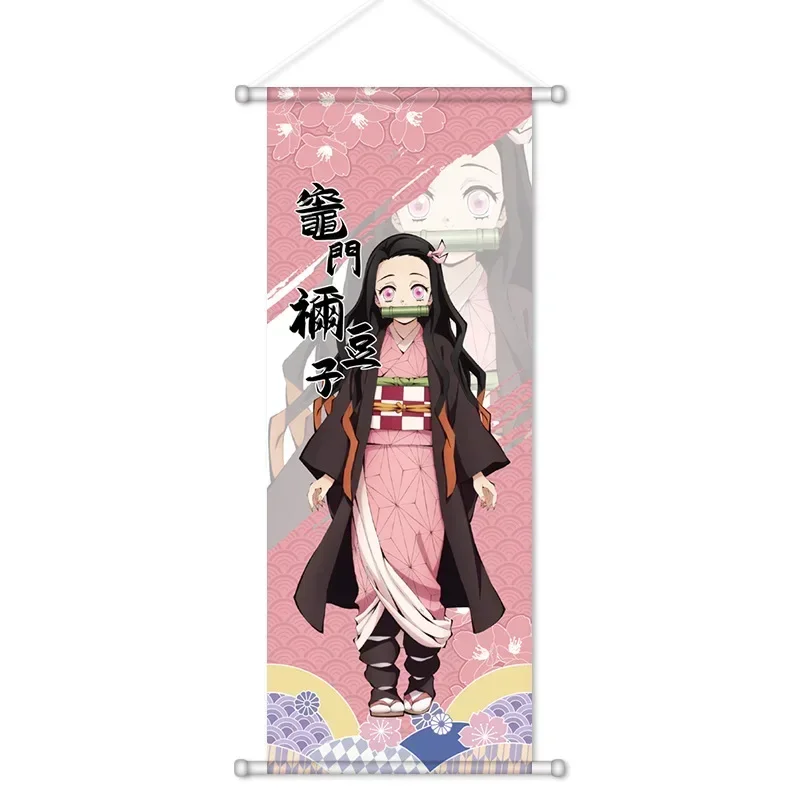 Demon Slayer Cartoon Anime Tanjirou Nezuko Scroll Canvas Wall Hanging Painting Home Decor Anime Poster Wall Art Room Decoration