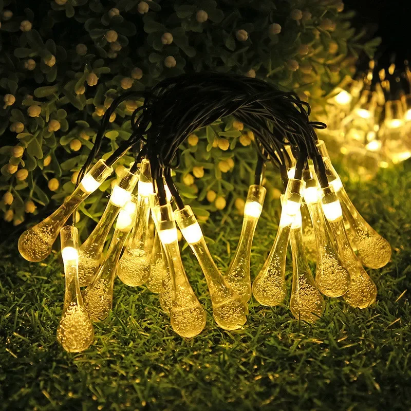 12m 100led Water Droplets Solar String Lights Waterproof Outdoor Decoration Garland Fariy Lights Christmas Wedding Party Garden