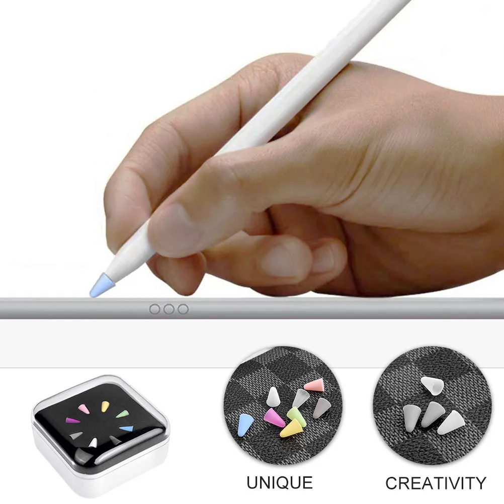 8Pcs Silicone Stylus Pen Tip Covers Full 360 Protection Stylish Colorful Pen Caps for Pencil 1 2 Precision Writing Drawing