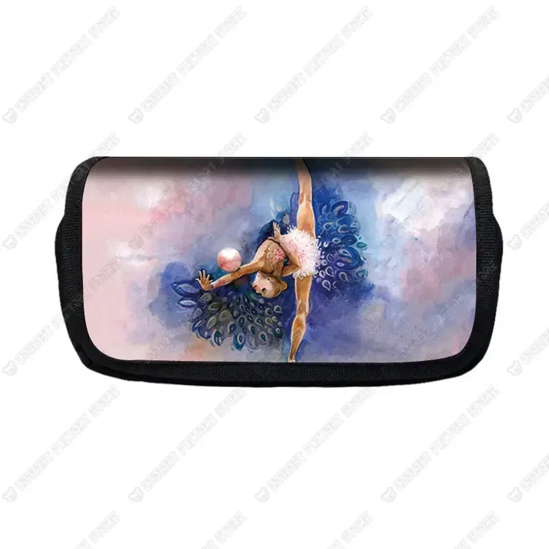 Gymnastics Art Girls Cosmetic Cases Cartoon Kids Pencil Bag Ballet Dancer Beauty Makeup Bag School Supplies Children Pencil Box