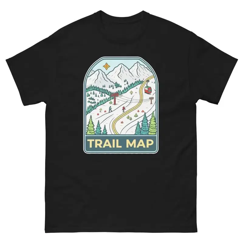 Trail Map Mountain Ski Resort Town T Shirt