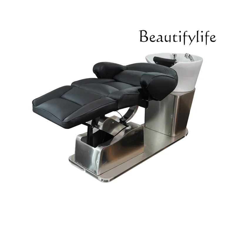 

High-End Electric Shampoo Chair Lying Half Flushing Bed Barber Shop Beauty Salon Ceramic Basin Hair Recliner