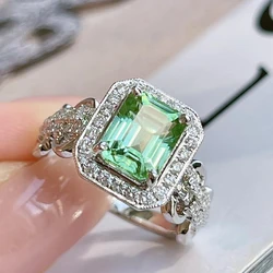 Huitan Geometric Green CZ Vintage Rings for Women Modern Design Luxury Lady's Accessories Party Daily Wear Statement Jewelry New
