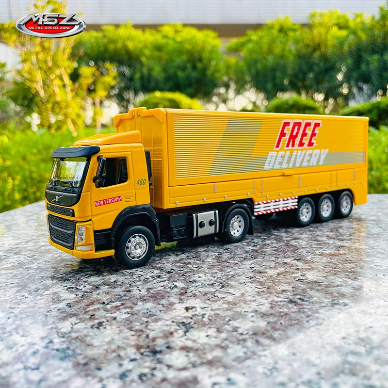 

MSZ 1:50 Volvo Wingspan Van Truck model toy engineering car alloy children's gift collection gift with light pull back