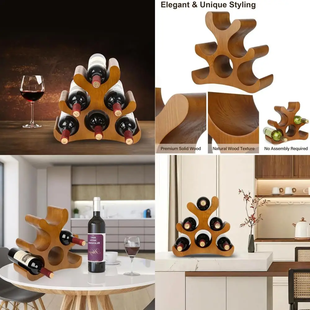 

Настольная винная полка - деревянная полка для вина на 6 бутылок - отдельно стоящая подставка для бутылок вина - стеллаж для хранения вина или шкаф-коври Ba