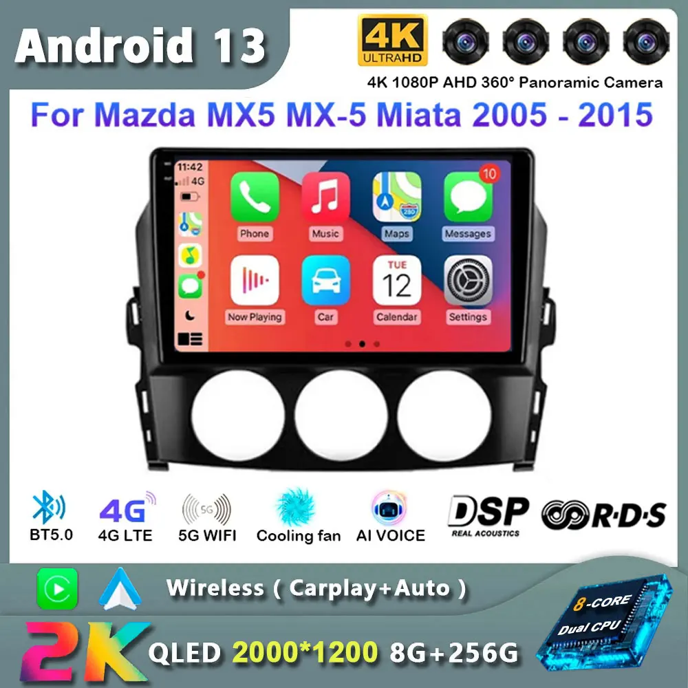 

Android 13 Car Radio For Mazda MX5 MX-5 Miata 2005 - 2015 Navigation GPS Multimedia Video Player 4G WiFi Stereo Autoradio