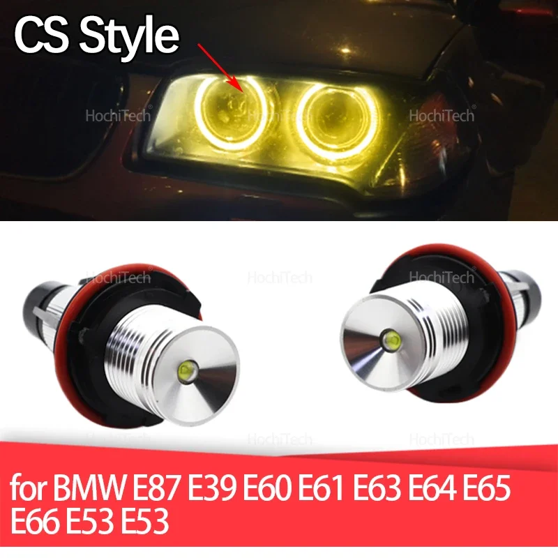 for BMW E87 E39 E60 E61 E63 E64 E65 E66 E53 E53 CSL CS Style Lemon Yellow LED Marker Light 20W/pair High Power Angel Eyes Bulbs