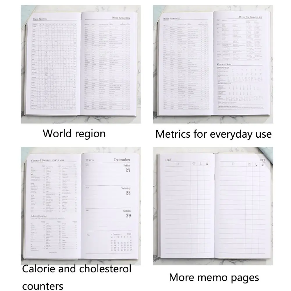 

Thick Paper 2025 Daily Planner Wear-resistant Soft Cover Lined Notebook Bookmark Calendar Agenda Notepad Great Gift