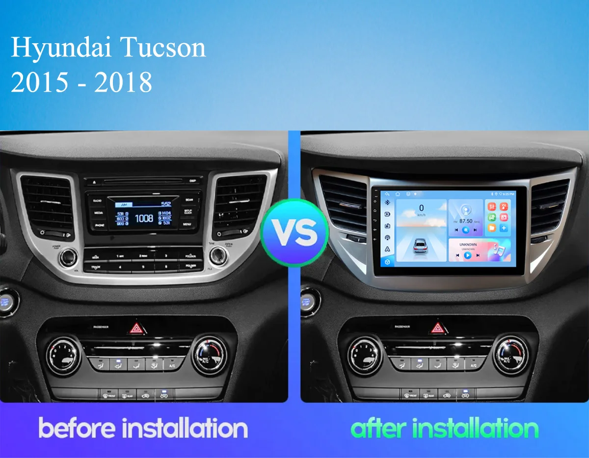 Carplay Auto 8G+128G Android 14.0 For Hyundai Tucson 2015 2016 2017 2018 Car Autoradio Stereo Video Player DVD Cassette DAB DVR