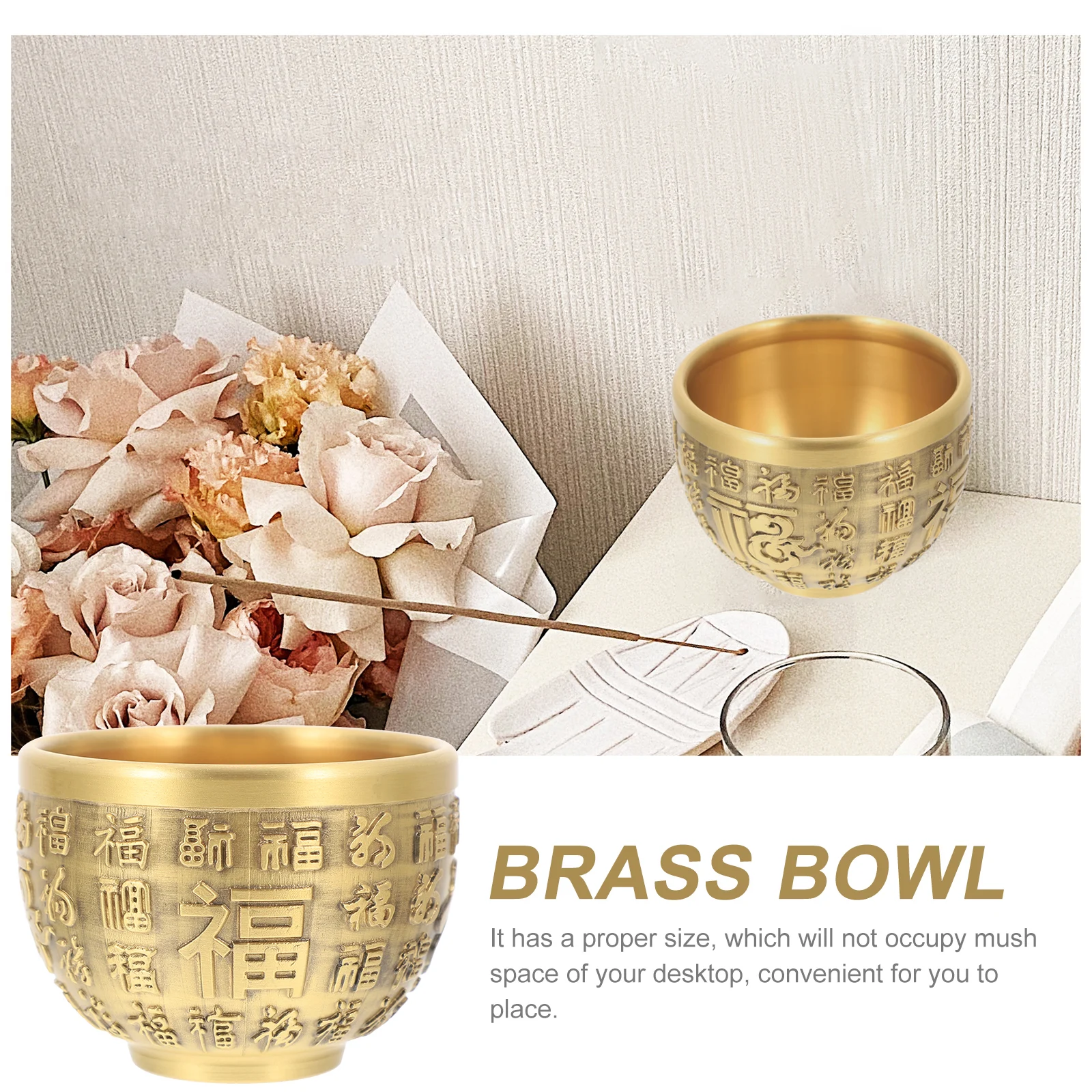 

Brass Treasure Bowl Chinese Fortune Basin Desktop Decoration Wealth Luck Gift Gold Bowl Brass Treasure Basin Desktop Decoration