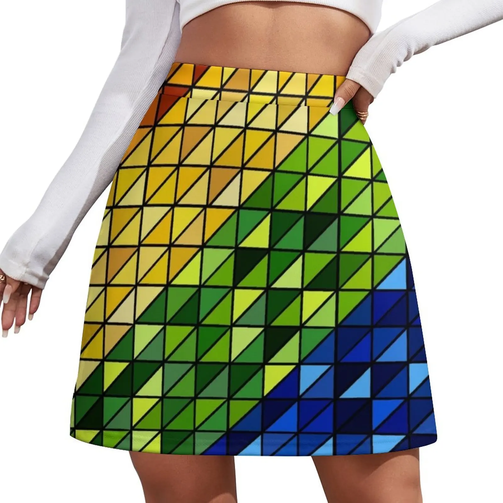 

Rainbow Geometric Mini Skirt modest skirts for women clothes for woman korean women's clothes Skirt for girls