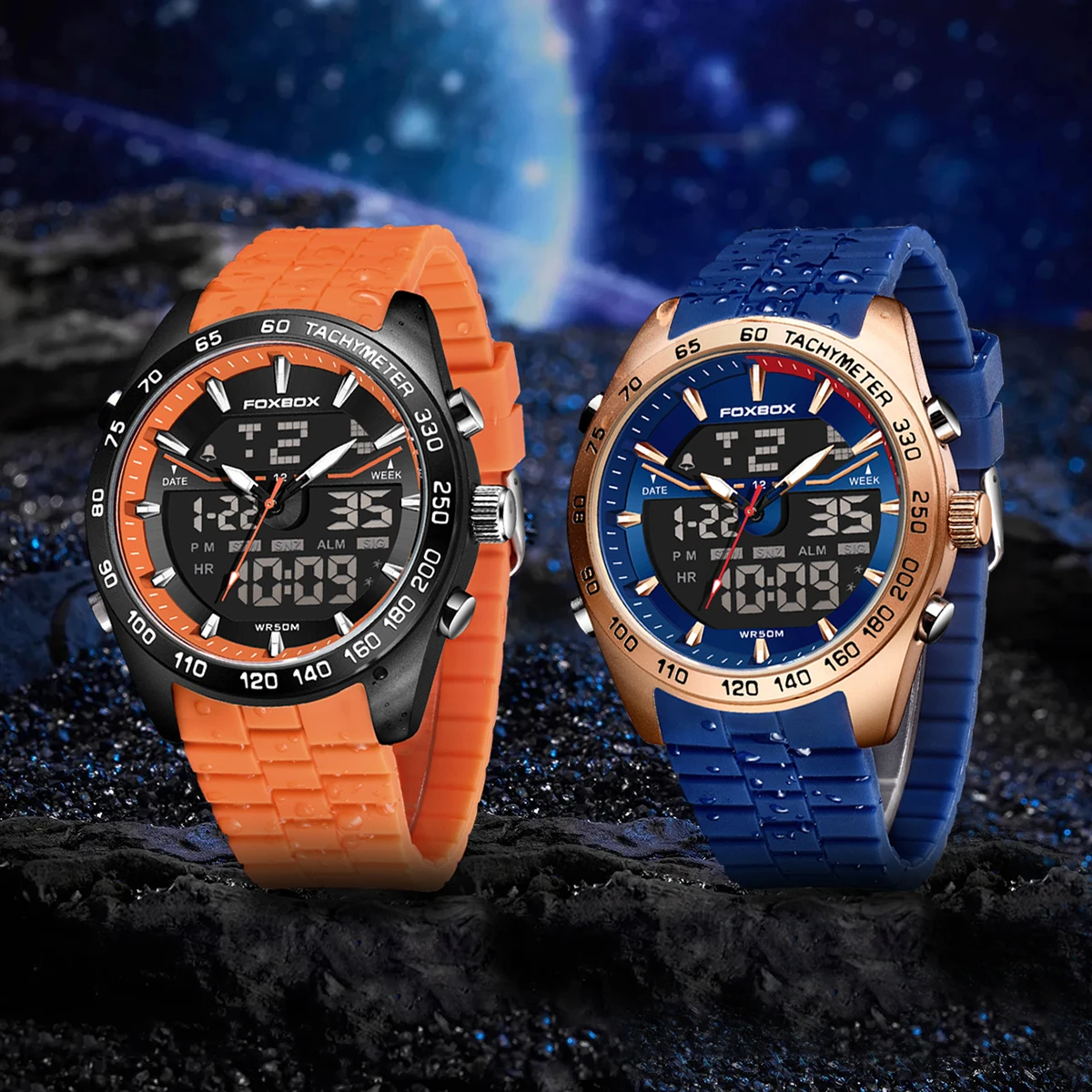 

FOXBOX Top Brand Luxury Business Electronic Digital Watch For Men Fashion Military Waterproof Men's Quartz Digital Wristwatches
