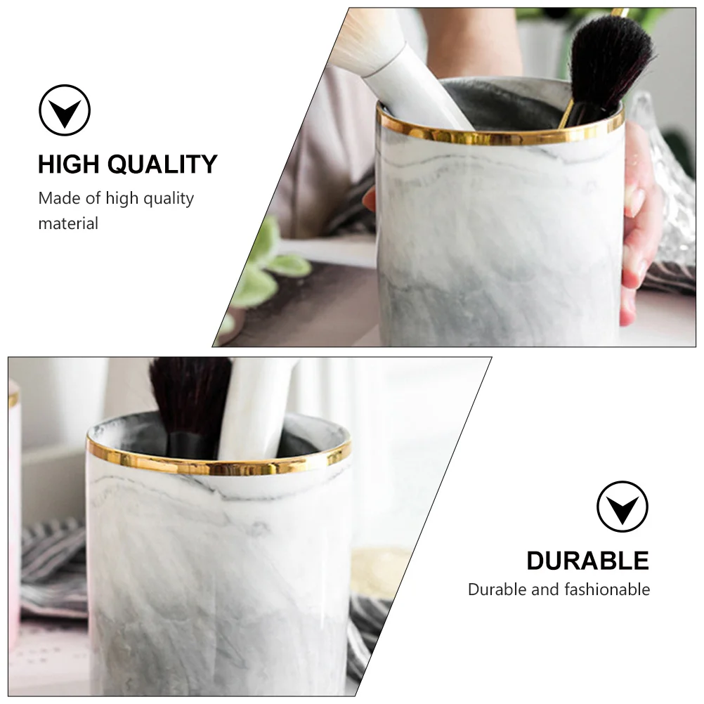 

1Pcs Marble Ceramic Pen Holder Nordic Style Creative Desktop Organizer Pen Storage Brush Holder Office School Container
