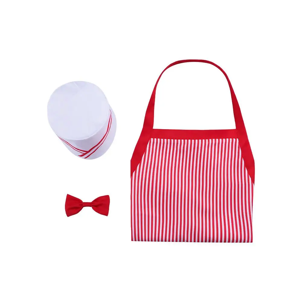 

loween Festival Costume Service Stf Chef Hat Tie Set White Stripes Chef Apron Cosplay orm Women's Traditional Clothing