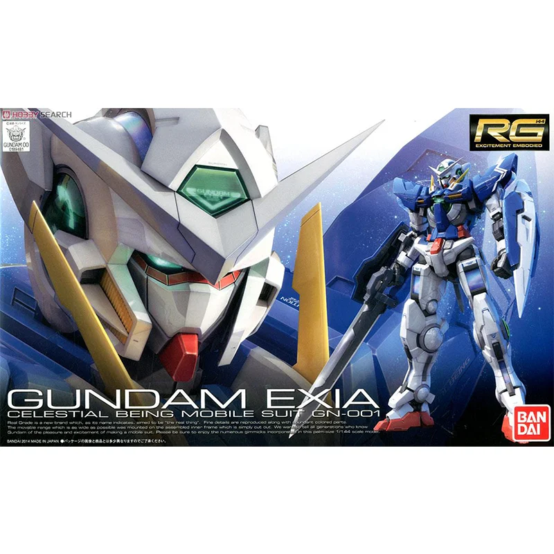 Original Genuine Bandai Anime GUNDAM EXIA RG 1/144 GN-001 Assembly Model Toys Action Figure Gifts Collectible Ornaments Kids