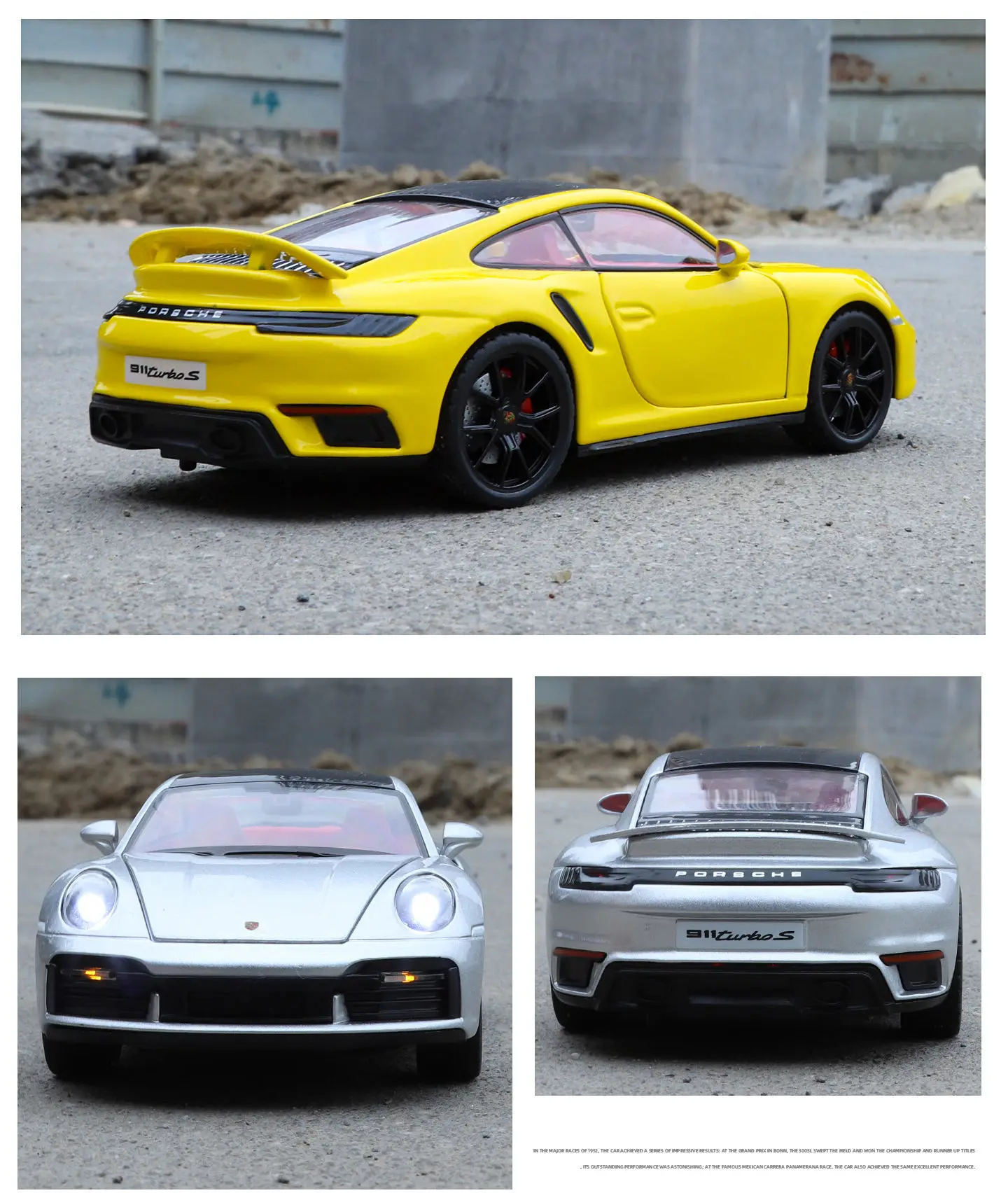 1:24 Porsche 911 992 Turbo S Legierung Sportwagen Modell Druckguss Metall Rennfahrzeug Auto Modell mit Simulation Sound und Licht Kinderspielzeug Geschenk – Detail 18