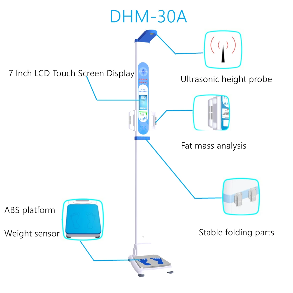 Electronic Body Height and Weight Scale with Fat Mass Analysis