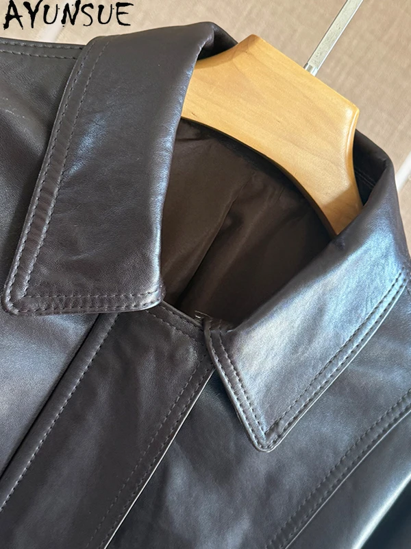 AYUNSUE 100% Echtem Schaffell frauen Jacke 2025 Herbst Elastische Taille Leder Jacke Frau Kleidung Hohe Qualität Abrigo Mujer