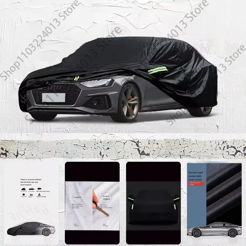 

For Audi RS4 Fit Outdoor Protection Full Car Covers 210T Snow Cover Sunshade Waterproof Dustproof Exterior Car cover Black