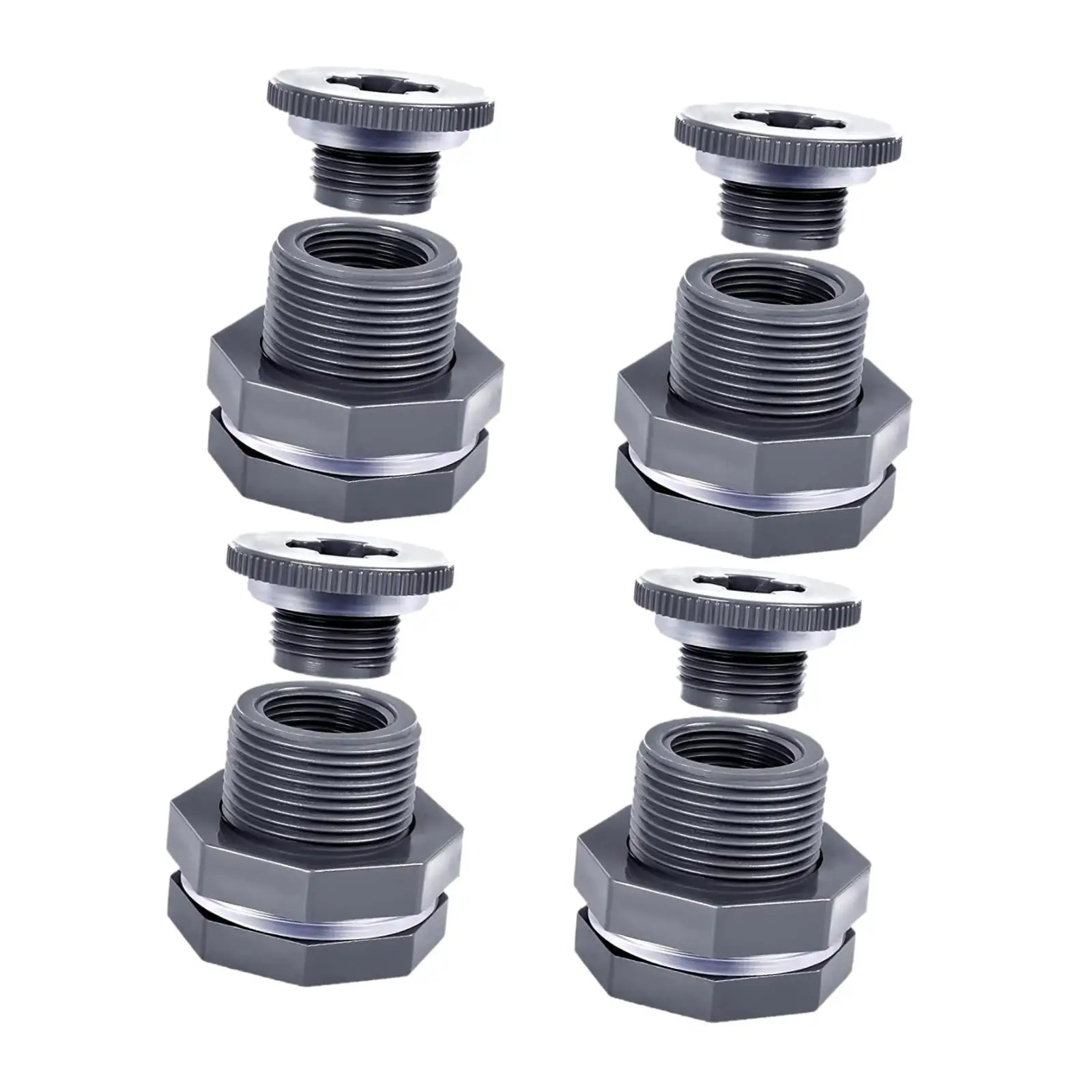 4x Garden Hose Screw Connection 3/4 Inch PVC Bulkhead Screw Connection for