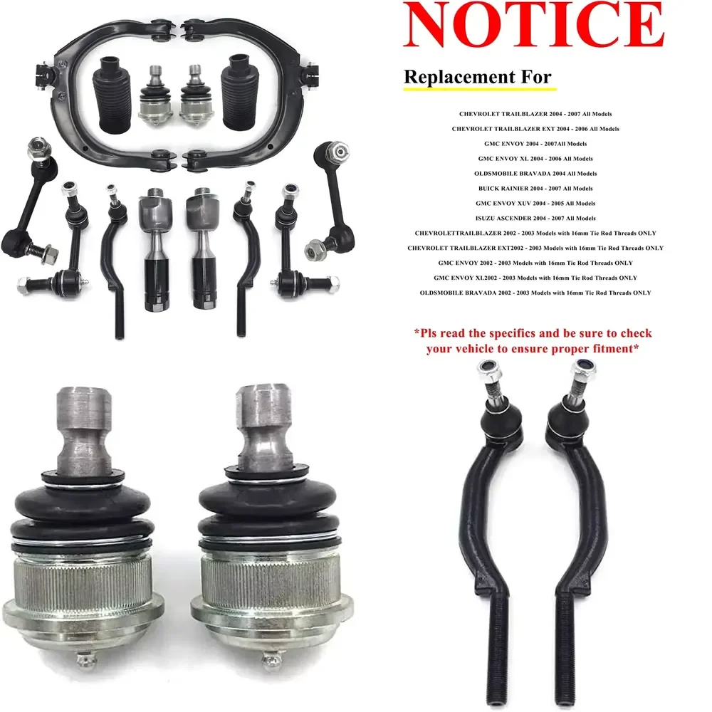 AP01 Frenzybro 14PCS Front Control Arms Suspension Kit for Chevy Trailblazer GMC Envoy 2002–2007