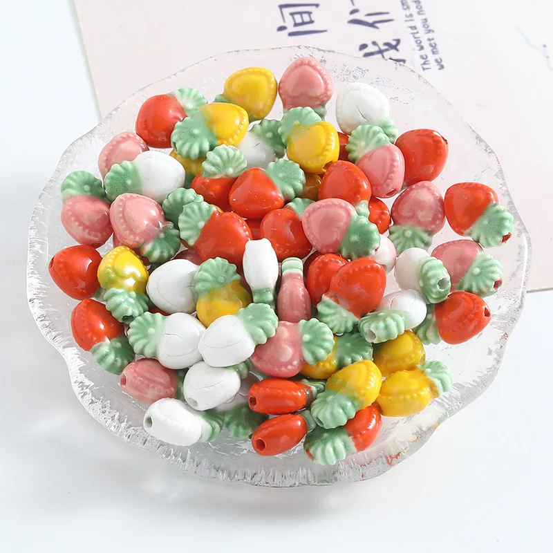 10PCS Heart Ceramic Beads Charm Loose Spacer Beads For Jewelry Making DIY Bracelet Necklace Accessories For Jewelry Accessory