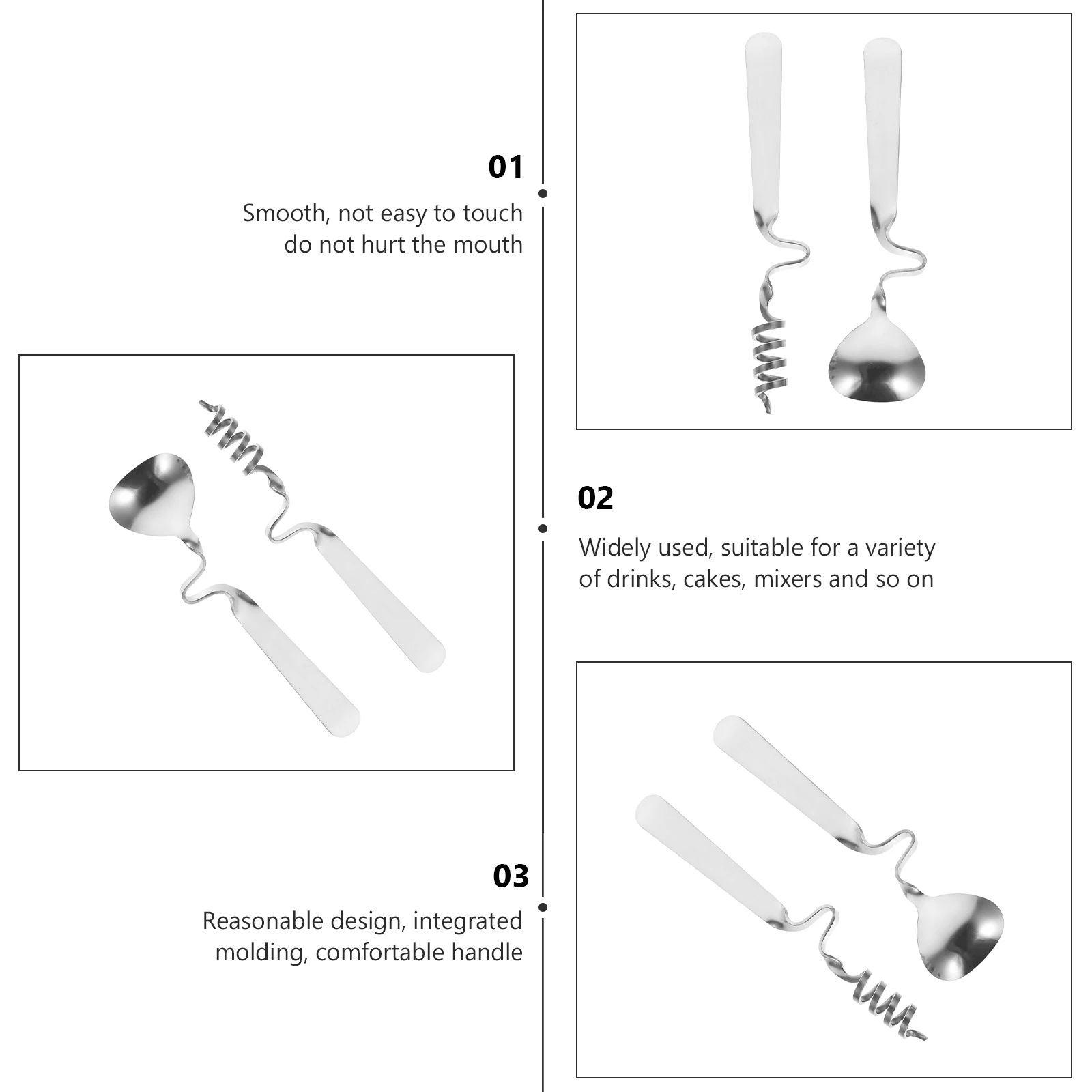 

2pcs Stainless Steel Coffee Spoons Curved Handle For Tea Juice Stirring Corrosion Resistant Food Grade Household