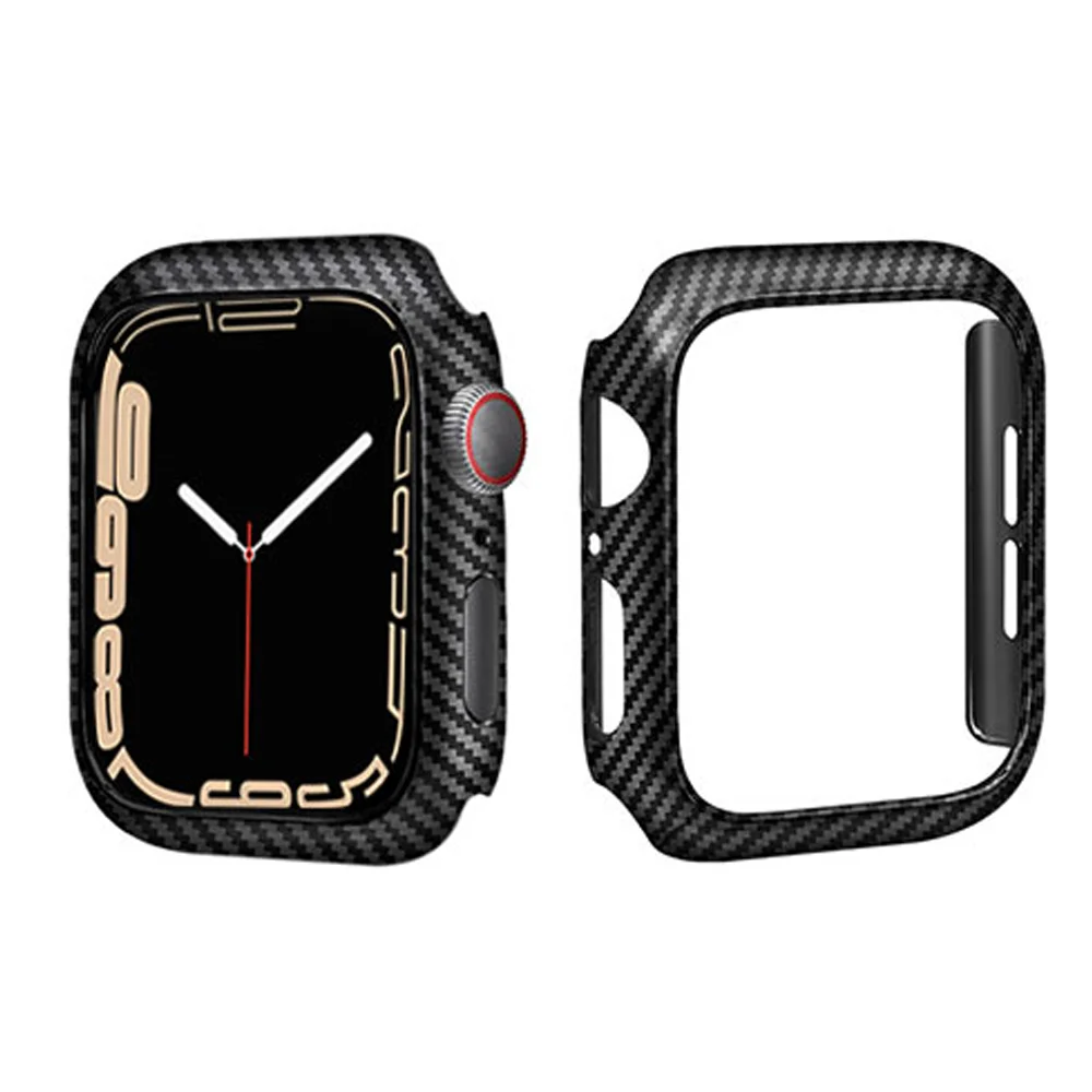 Capa para apple assista caso 45mm 41mm 44mm 40mm 42mm 38mm acessórios de fibra carbono pára-choques protector iwatch série 8 3 4 5 6 se 7